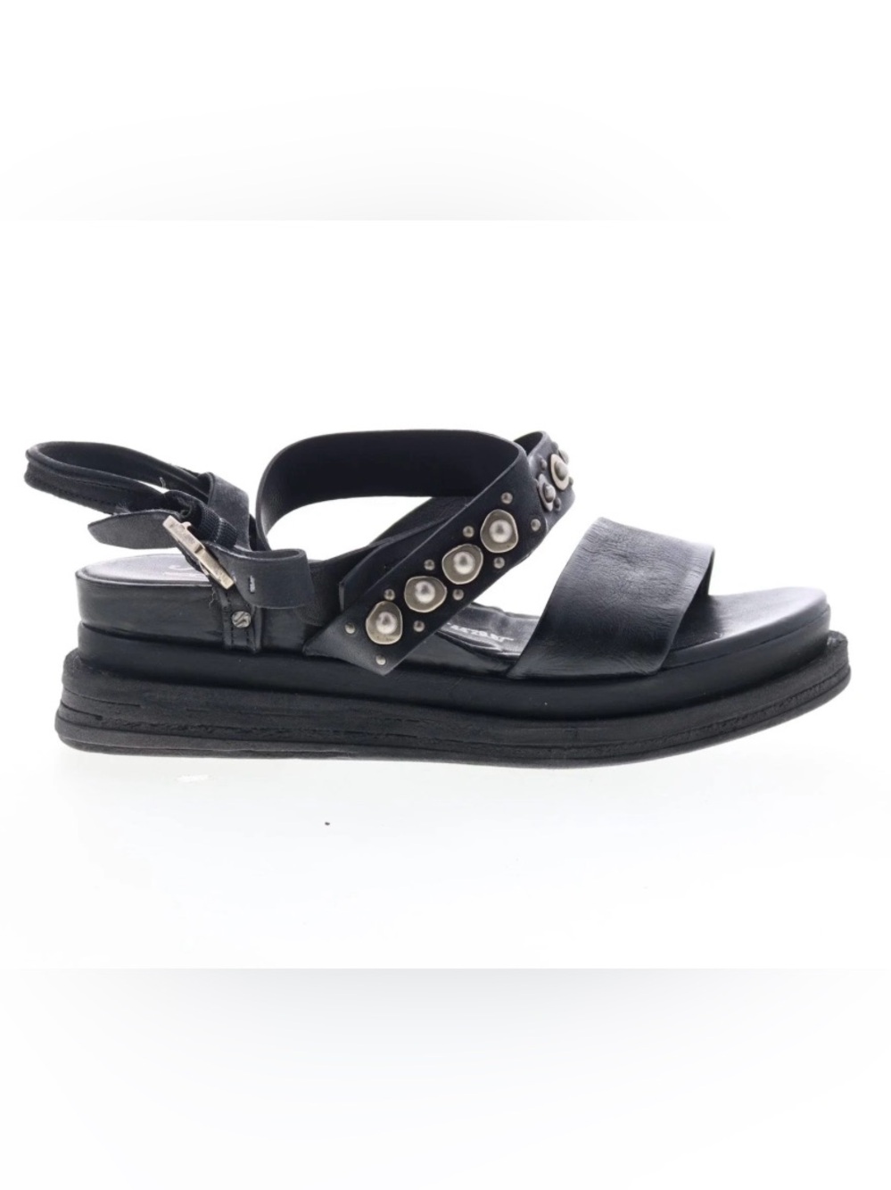 A.S.98 Larkie Black Leather Platform Sandals